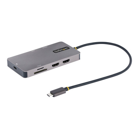 StarTech.com Adaptador Multipuertos USB C 2x HDMI 4K 60Hz, Hub USB-A 3