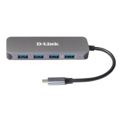 D-Link DUB-2340 - Hub - 4 x SuperSpeed USB 3.0 + 1 x USB-C (suministro