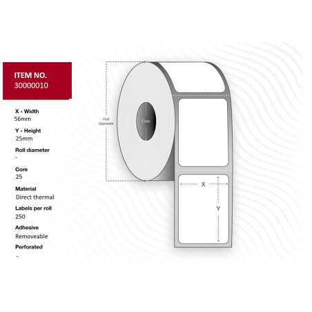 Label 56x25mm. - Core 25.