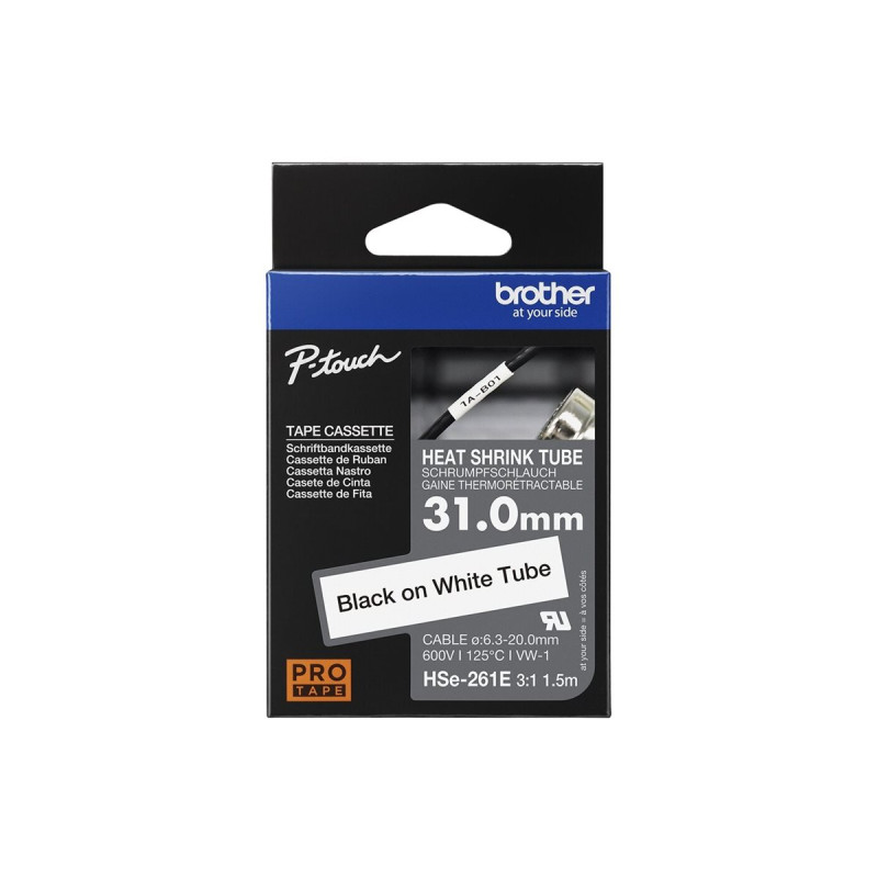 Brother HSe-261E - Negro sobre blanco - Rollo (3,1 cm x 1,5 m) 1 cinta