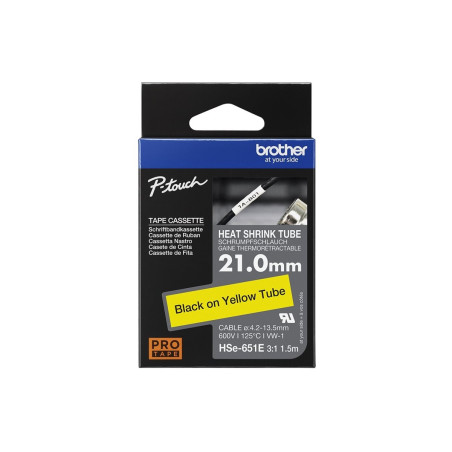Brother HSE-651E - Negro sobre amarillo - Rollo (2,1 cm x 1, | APLIUM