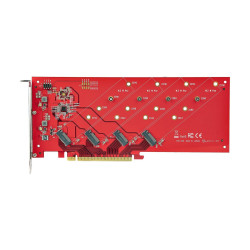 StarTech.com Quad M.2 PCIe Adapter Card, x16 Quad NVMe or AHCI M.2 SSD