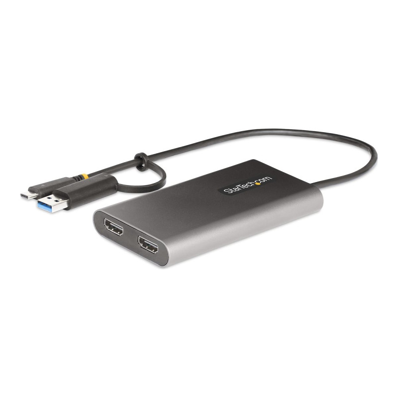 StarTech.com USB-C to Dual-HDMI Adapter, USB-C or A to 2x HDMI, 4K 60H