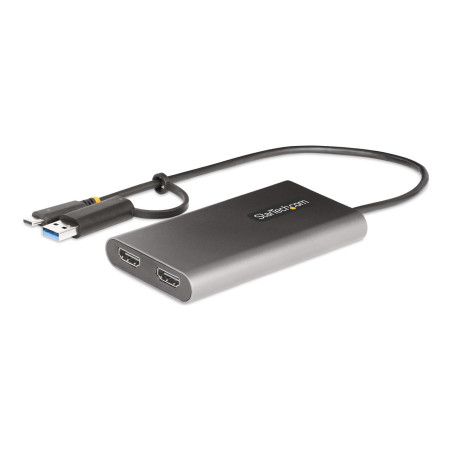StarTech.com USB-C to Dual-HDMI Adapter, USB-C or A to 2x HDMI, 4K 60H