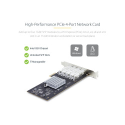 StarTech.com Tarjeta PCIe de Red de Fibra Ethernet 1Gb SFP de 4 Puerto