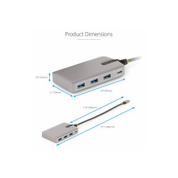 StarTech.com Hub Ladrón de 4 Puertos USB-C - 3x USB-A - 1x USB Tipo C