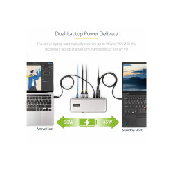 StarTech.com Docking Station KVM USB-C para 2 Portátiles - 2x DP 4K 60