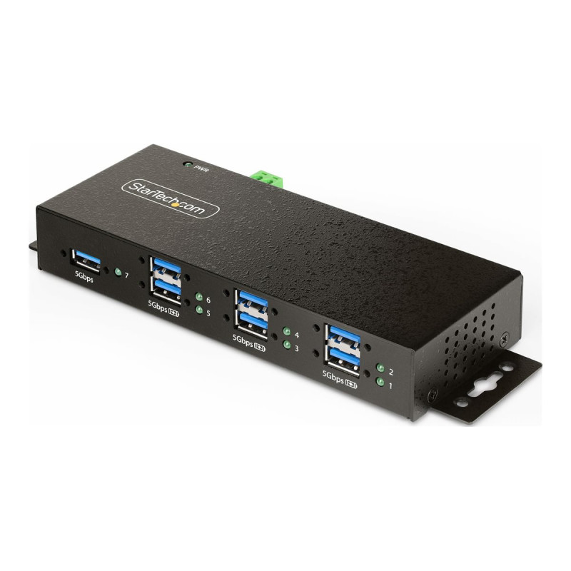 StarTech.com Hub USB Industrial de 7 Puertos Gestionado - Caja de Meta