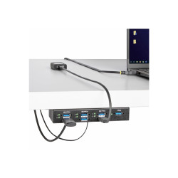 StarTech.com Hub USB Industrial de 7 Puertos Gestionado - Caja de Meta