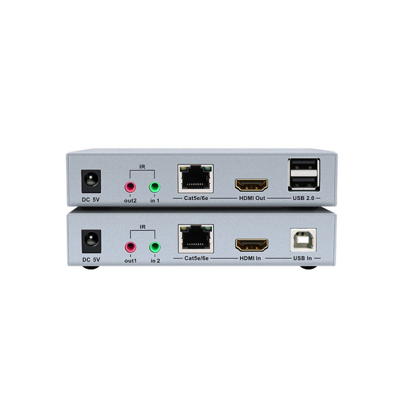 Extensor KVM de vídeo 4K, audio y datos sobre cable de red CAT5E/6 has