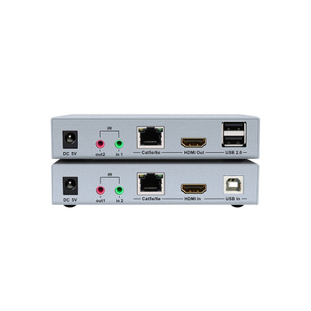 Extensor KVM de vídeo 4K, audio y datos sobre cable de red CAT5E/6 has