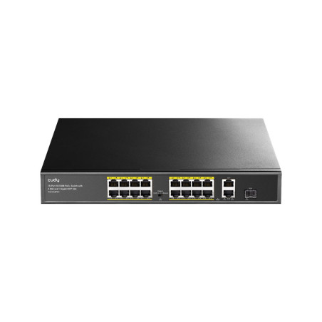 Switch PoE+ Cudy de 16 puertos 10/100M con 2 uplinks Gigabit y 1 SFP
