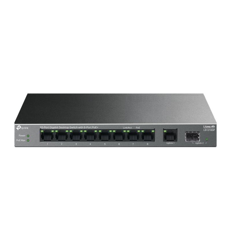 Switch no gestionable PoE+ Gigabit TP-Link LiteWave de 10 puertos