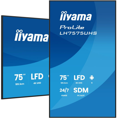 75" 3840x2160, UHD IPS panel,