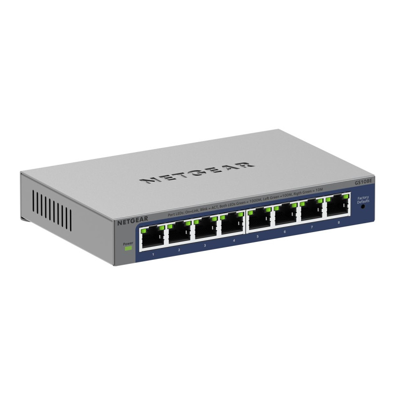 NETGEAR Plus GS108Ev4 - Conmutador - sin gestionar - sobremesa, montaj