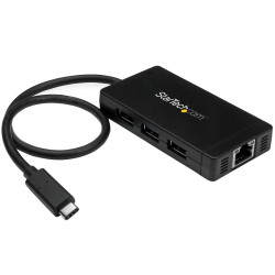 3Port USB C Hub GbE C to A - Power Adapt