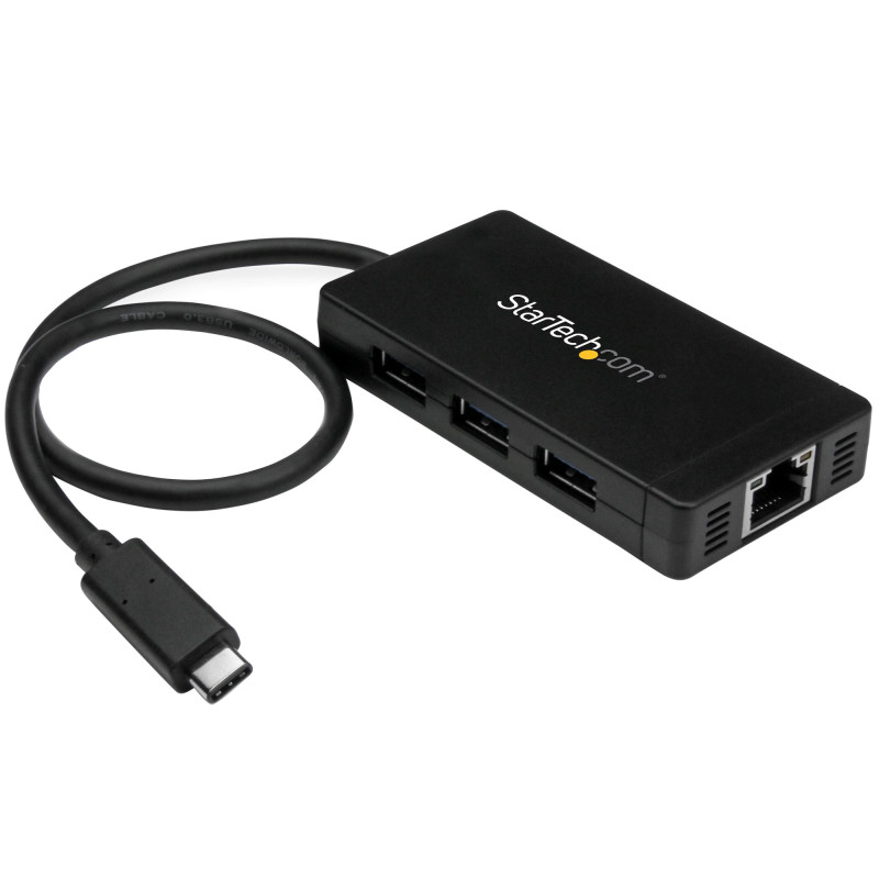 3Port USB C Hub GbE C to A - Power Adapt