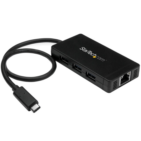 3Port USB C Hub GbE C to A - Power Adapt