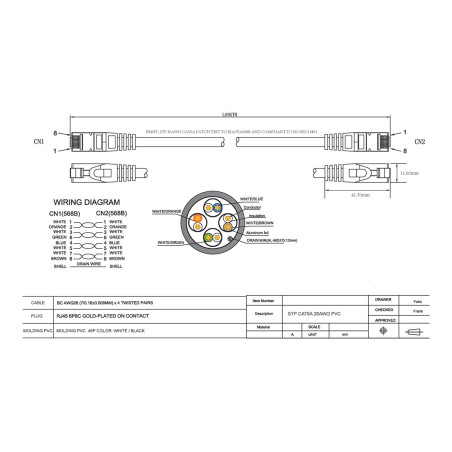 1 m cable CAT6 - RJ45 (m) a RJ45 (m) - par trenzado blindado stp - CAT