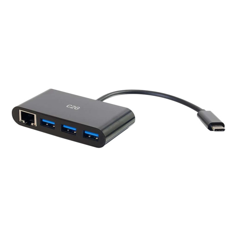 C2G USB C Hub with Ethernet - 3-Port USB Hub - Hub - 3 x SuperSpeed US