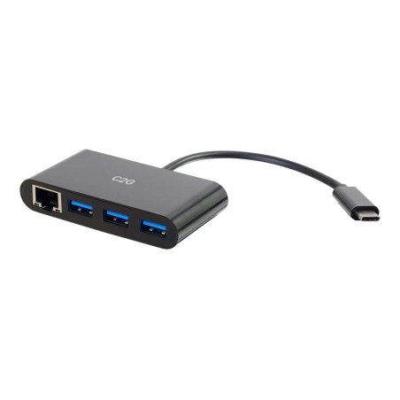 C2G USB C Hub with Ethernet - 3-Port USB Hub - Hub - 3 x SuperSpeed US
