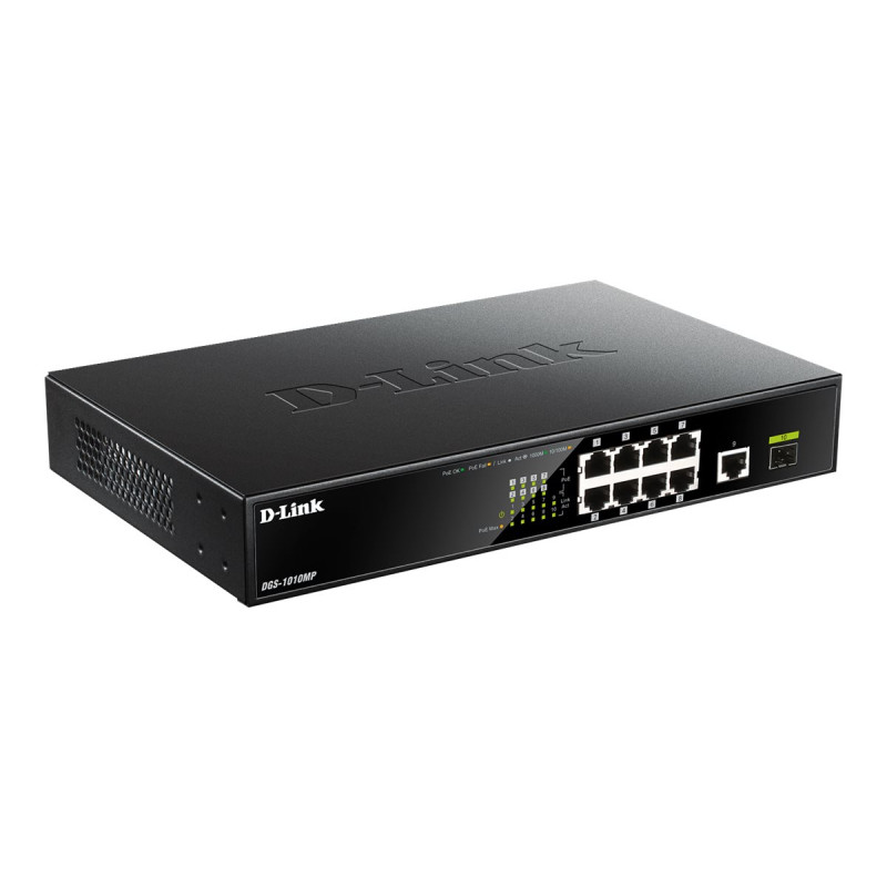D-Link DGS 1010MP - Conmutador - sin gestionar - 8 x 10/100/1000 (PoE+