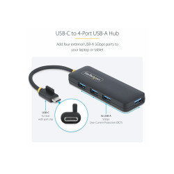 StarTech.com 4-Port USB-C Hub, 5Gbps, USB-C to 4x USB-A, Bus Powered -