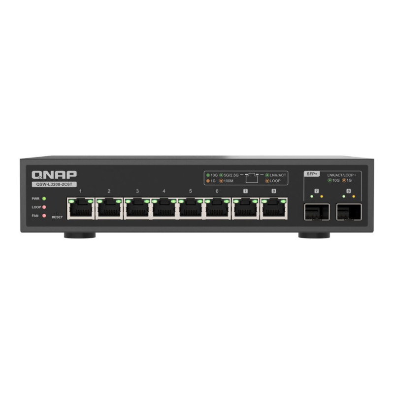 QNAP QSW-L3208-2C6T - Conmutador - Gestionado - 2 x 10 Gigabit SFP+ +
