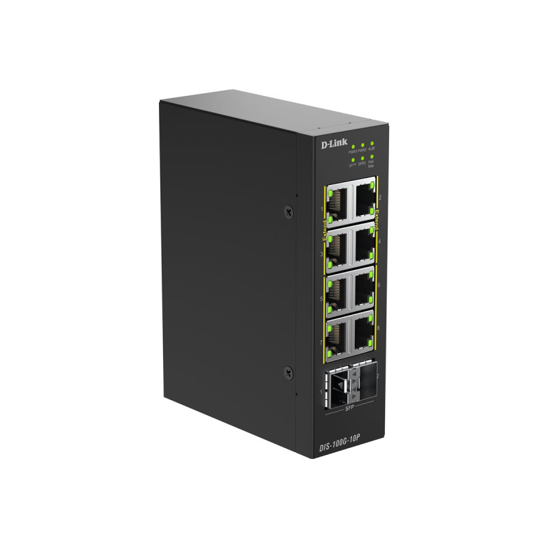 D-Link DIS 100G-10P - Conmutador - industrial - sin gestionar - 8 x 10