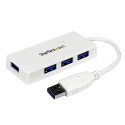 Portable 4 Port Mini USB 3.0 Hub - White