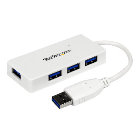 Portable 4 Port Mini USB 3.0 Hub - White