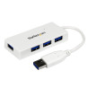 Portable 4 Port Mini USB 3.0 Hub - White