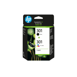 HP 301 - Paquete de 2 - negro, color (cian, magenta, amarillo) - origi