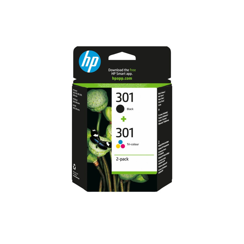 HP 301 - Paquete de 2 - negro, color (cian, magenta, amarillo) - origi