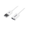1m White USB 2.0 Extension Cable - M/F