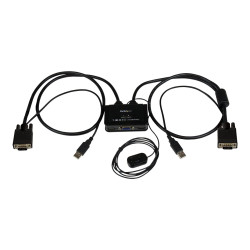StarTech.com Switch Conmutador KVM de Cable con 2 Puertos VGA USB Alim