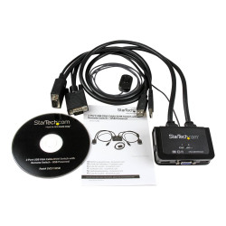 StarTech.com Switch Conmutador KVM de Cable con 2 Puertos VGA USB Alim
