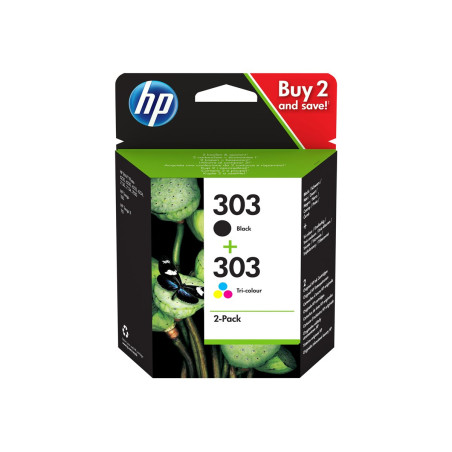 HP 303 - Paquete de 2 - negro pigmentado, color (cian, magenta, amaril