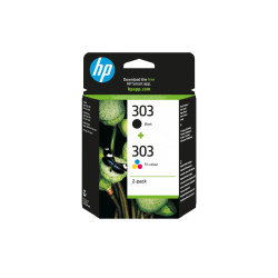 HP 303 - Paquete de 2 - negro pigmentado, color (cian, magenta, amaril