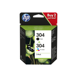 HP 304 - Paquete de 2 - negro pigmentado, color (cian, magenta, amaril