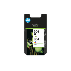 HP 304 - Paquete de 2 - negro pigmentado, color (cian, magenta, amaril