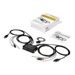 StarTech.com Switch KVM 2 Puertos DisplayPort - DP - con Cables de 1,2