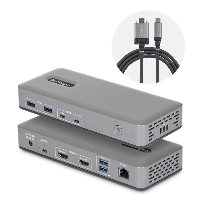 USB-C Dock 2x HDMI 4K60 1GbE 100W PD