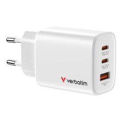 Cargador de Pared GaN Verbatim Essentials/ 2xUSB Tipo-C/ 1xUSB/ 65W