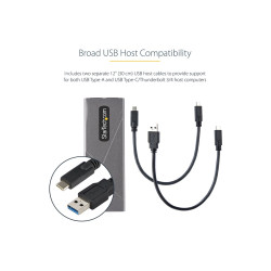 StarTech.com USB-C 10Gbps to M.2 NVMe or M.2 SATA SSD Enclosure, Tool-