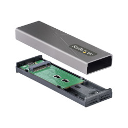 StarTech.com USB-C 10Gbps to M.2 NVMe or M.2 SATA SSD Enclosure, Tool-