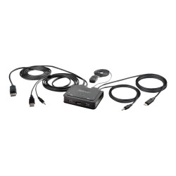 StarTech.com 2-Port Hybrid USB-C DisplayPort Cable KVM Switch, 4K 60Hz