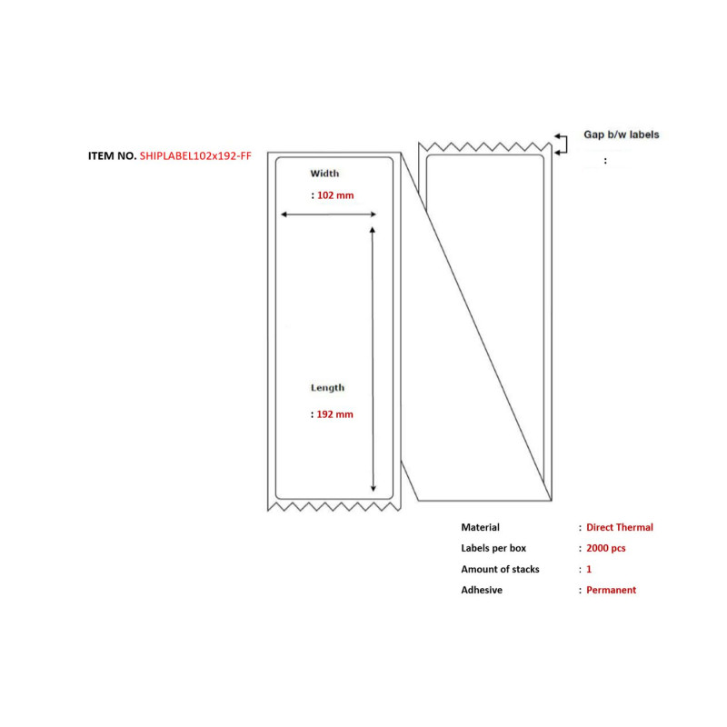 Ship-label 102 x 192mm,