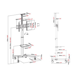 Carro de soporte de suelo para pantallas - construcción de acero - el