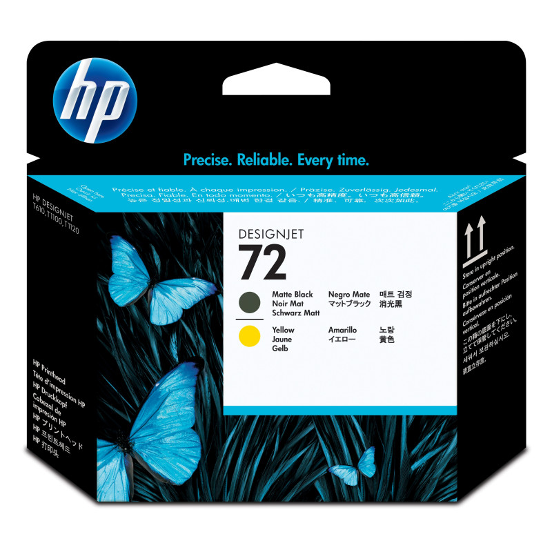 HP No72 Matte Black and Yellow Printhead